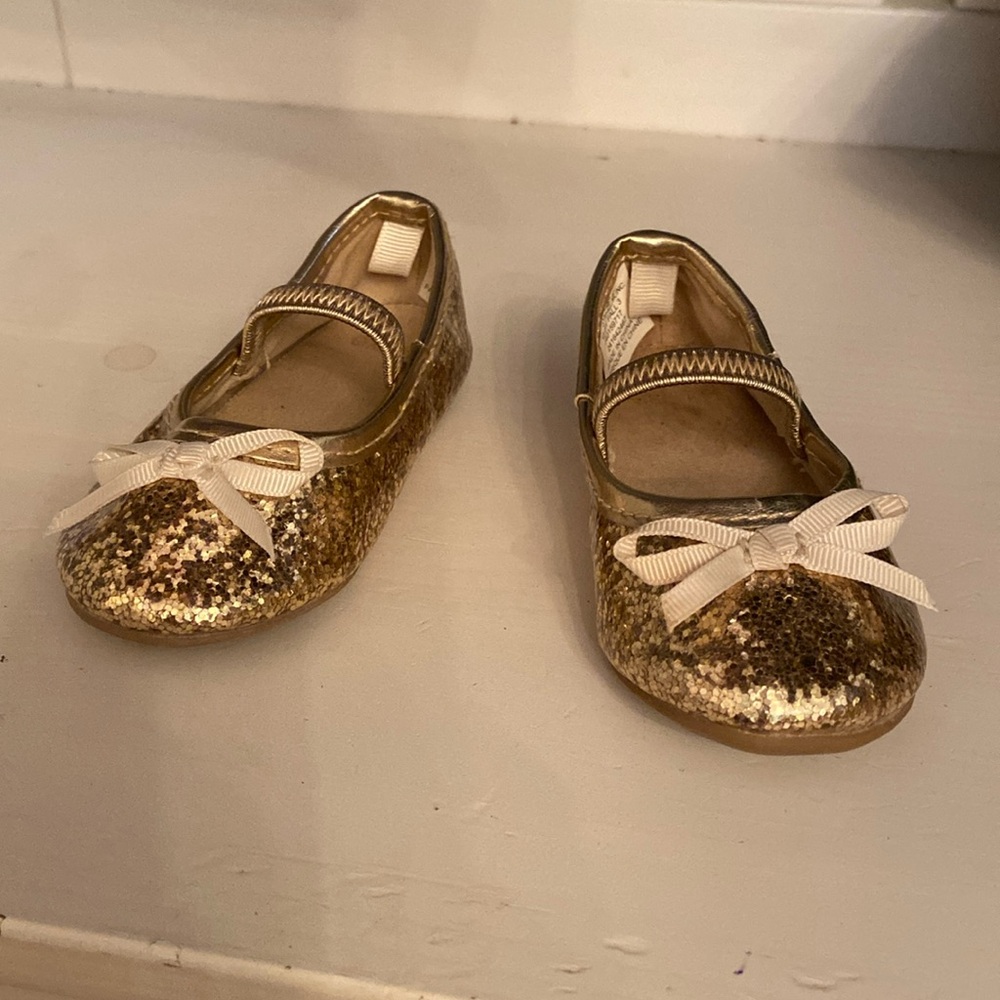 Golden glitter slip-ons